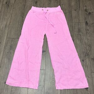 pink linen sweatpants preppy Lilly Pulitzer flowy wide leg boho